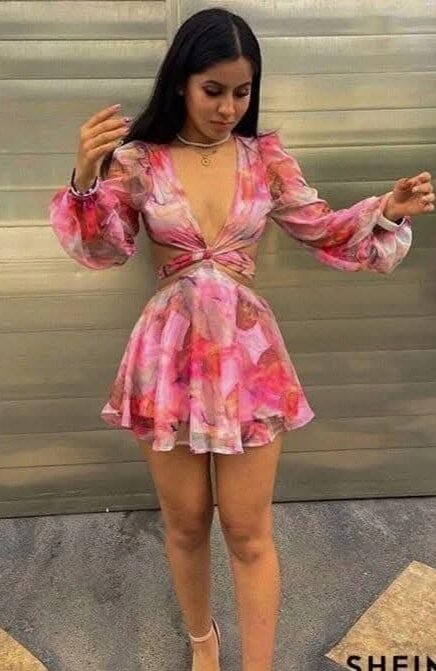 Robe courte à imprimé floral