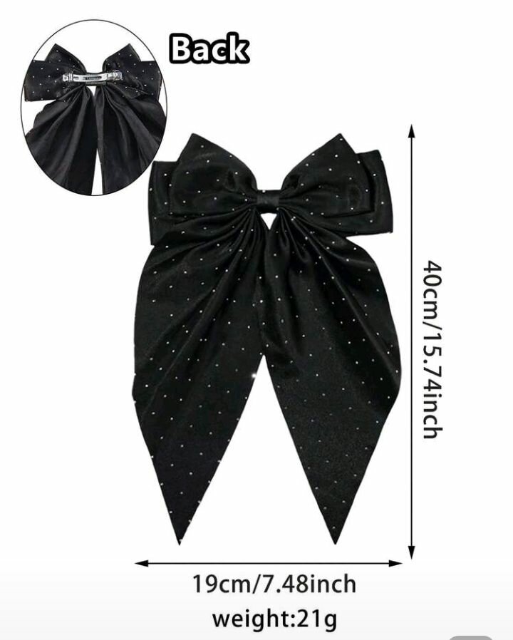 Grande barrette nœud noir chic