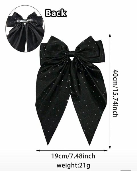 Grande barrette nœud noir chic