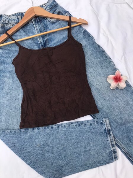Top bretelles marron élégant