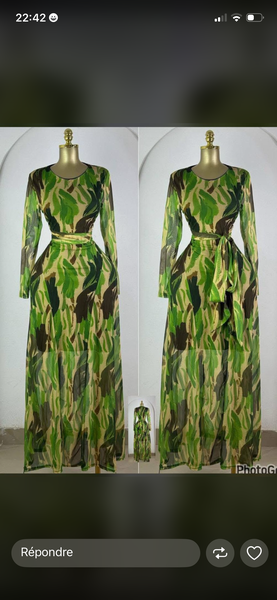 Robe longue camouflage chic