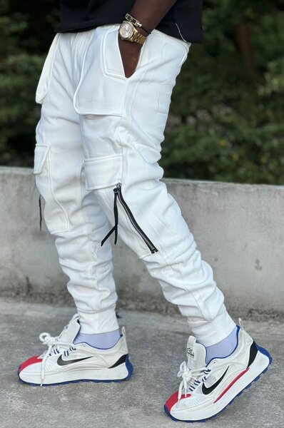 Pantalon Cargo Blanc Homme