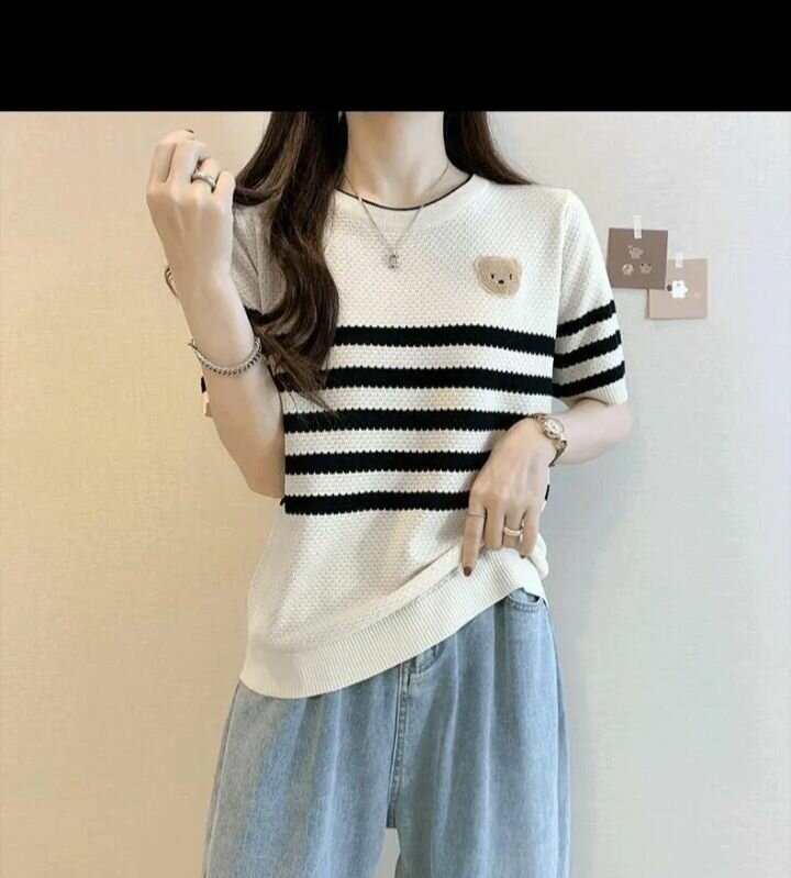 T-shirt rayée mignon pour femme