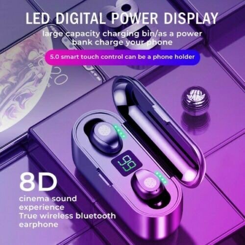 F9 Fingerprint Touch Bluetooth Earphone Earbuds 2200mAH