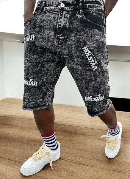 Short en jean délavé homme