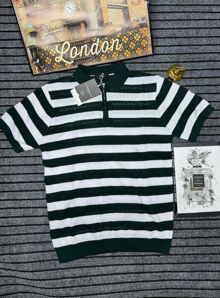 Polo rayé noir et blanc