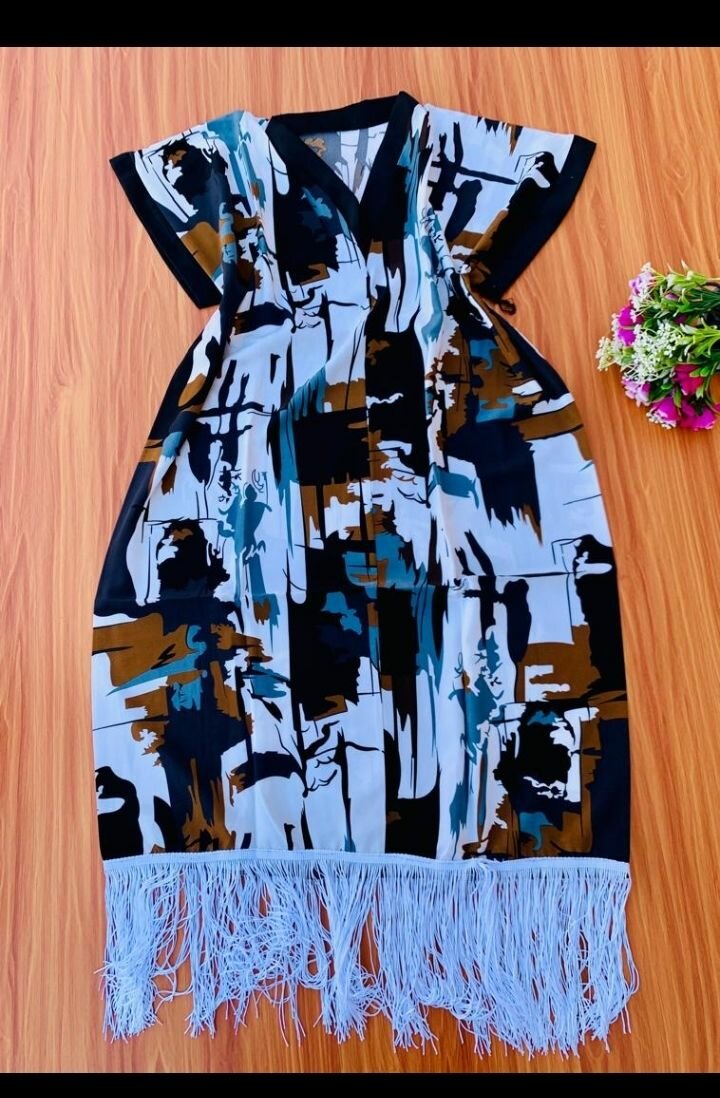 Short bubu dress with fringes