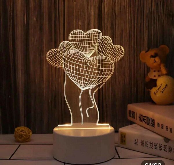 Lampe 3D LED Coeurs