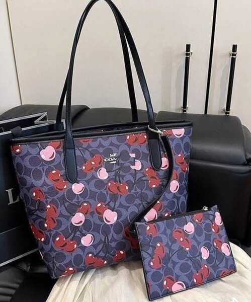 Sac cabas imprimé cerises