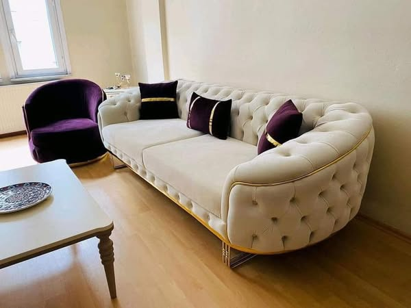 purple and white sofa set