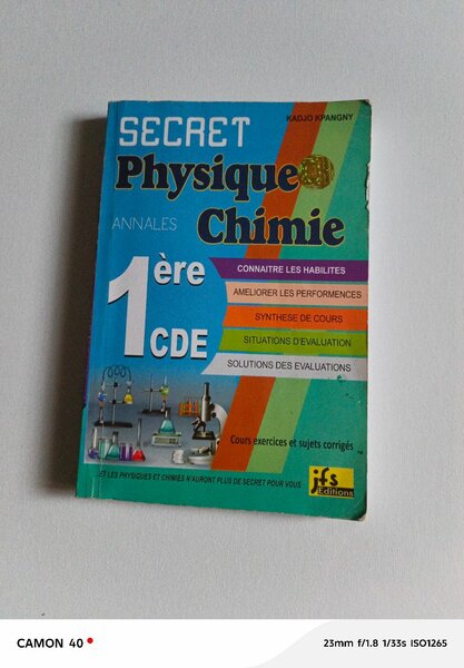 Annales Secret Physique Chimie 1ère CDE