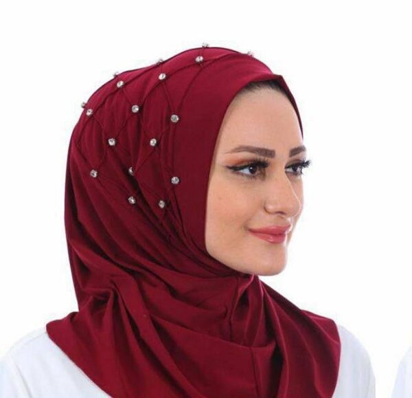 Voile Hijab Perlé Rouge