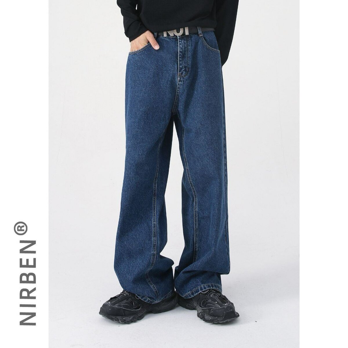 Jean baggy unisexe décontracté