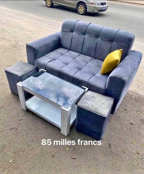 Canapé 2 Places avec Poufs