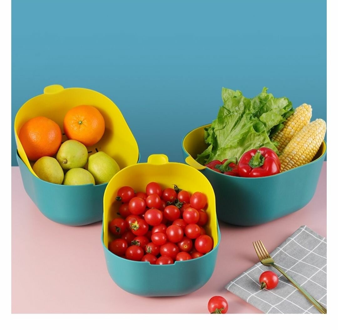 6 PCS 3 SIZES PLASTIC KITCHEN COLANDER BOWL SET