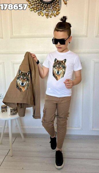 Ensemble garçon motif loup