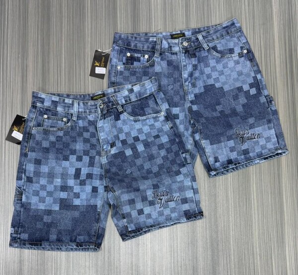 Shorts en denim pixelisés