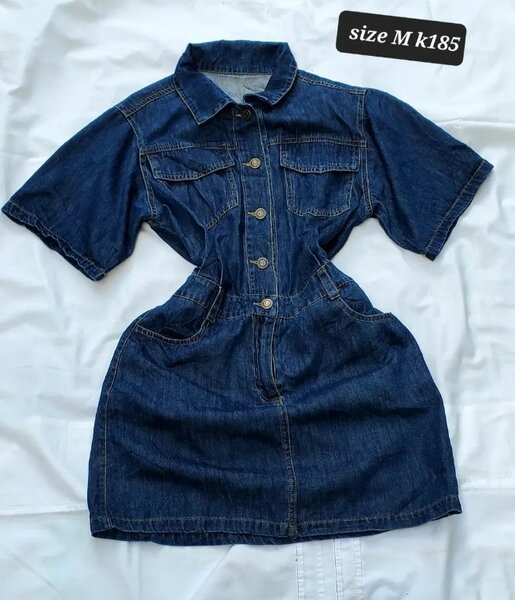 Stylish women's denim dress dark blue