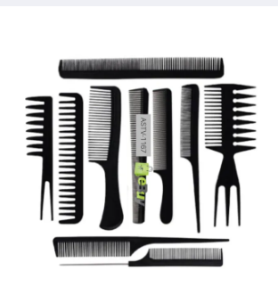 10Pcs/Set Women Men Professional Hairdressing Combs Curly Multifunctional Hair Design Styling Tool Set Combs Anti-Static Salon Barber Hair Combs Set, Black Comb Brush Supplies Hair Washing Brush Heat Resistance Fine Tooth Tail Comb