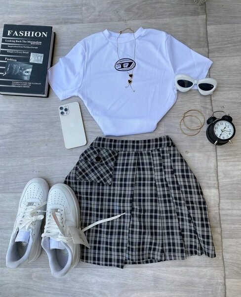 Girl top and down and sneaker