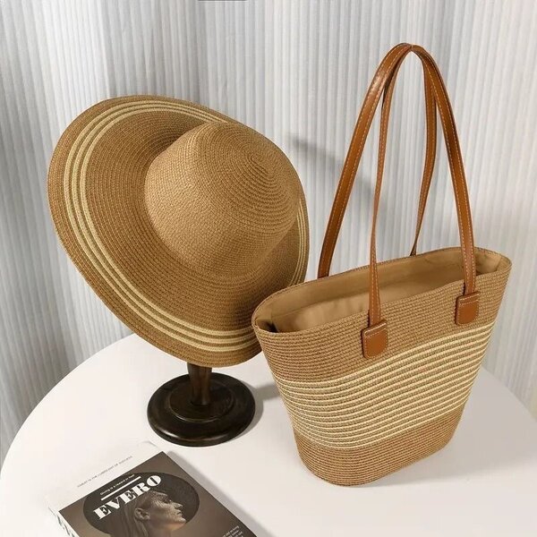 Chapeau et Sac Plage en Paille