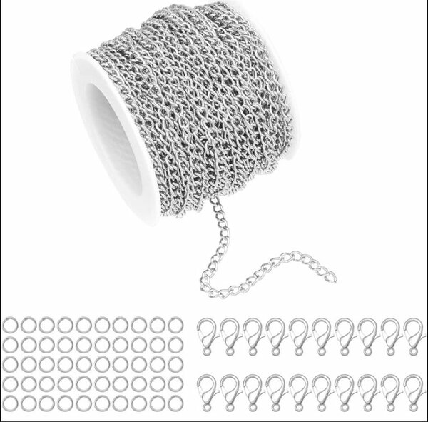 Jewelry accessorie20 lock,40 jump rings2 yard chain silver