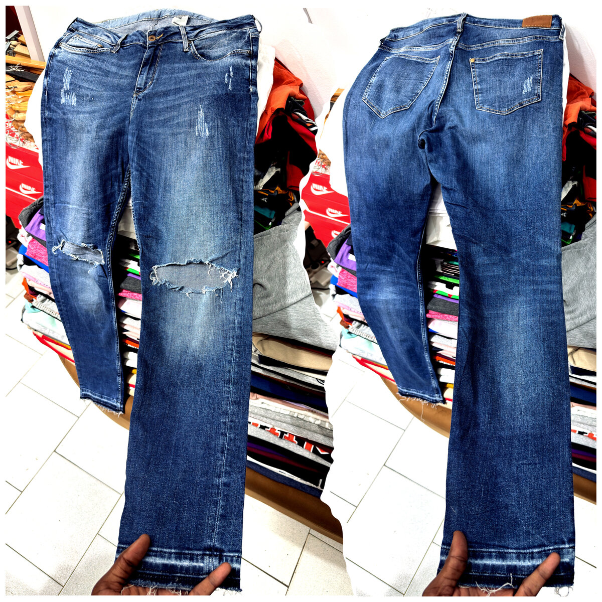 Jean bleu déchiré tendance