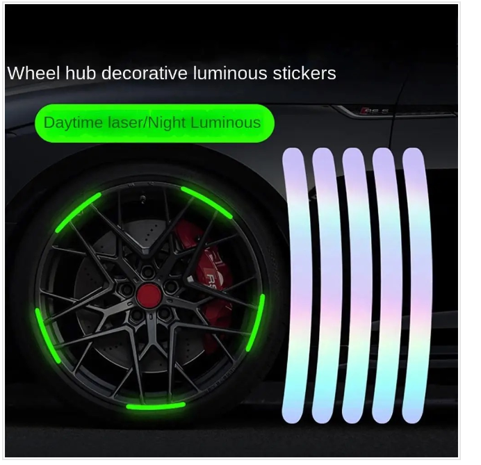20 Pcs Car Wheel Hub Sticker Tire Rim Strips Luminous Sticke