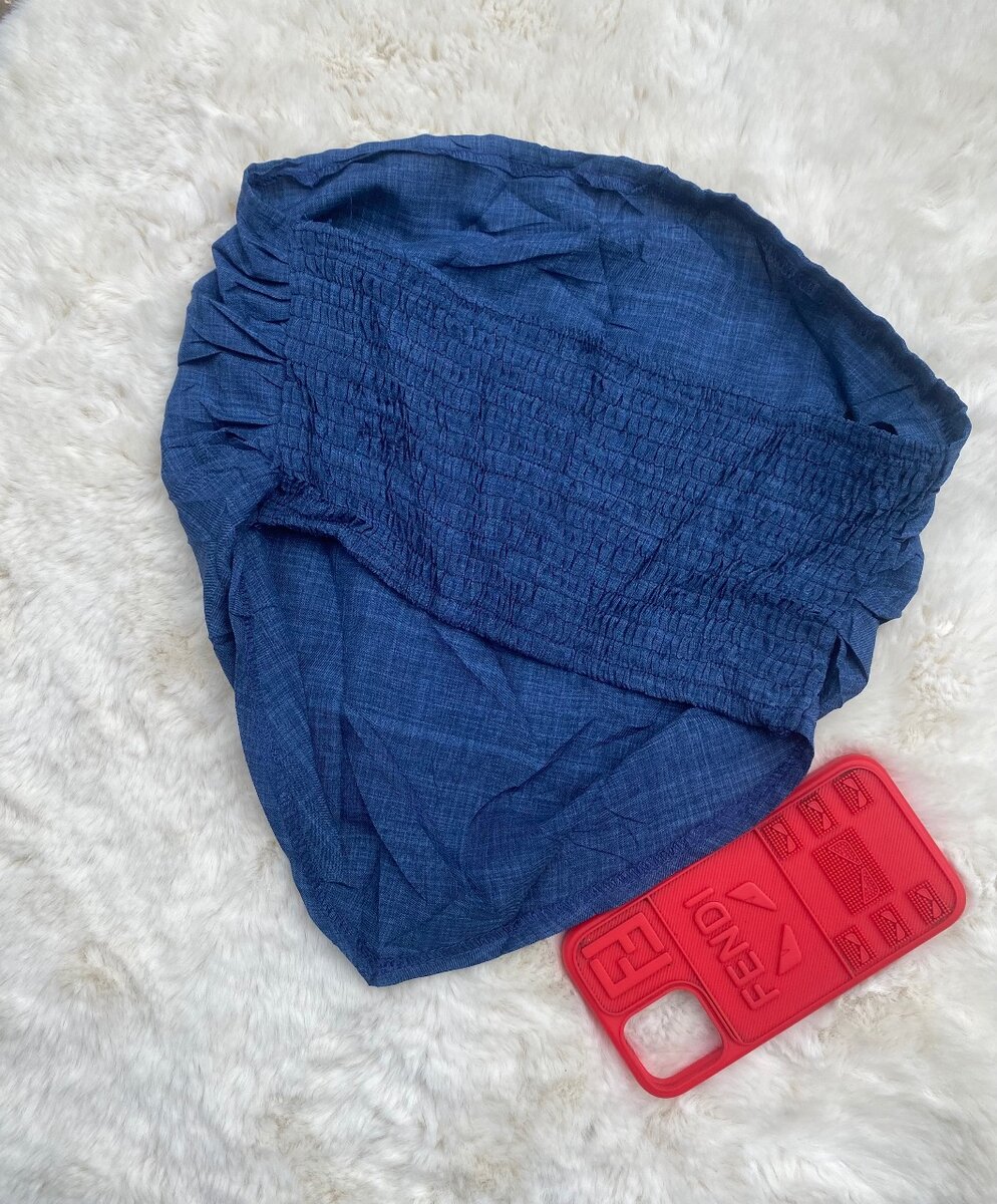 Béret  tissu bleu effet corset