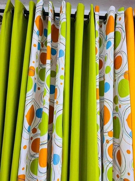 Ensemble de 4 rideaux de 1 m de long, 10 pouces, 2 m, 35 pouces, cercles verts