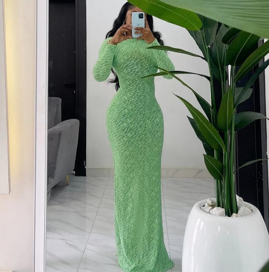 Robe longue élégante verte