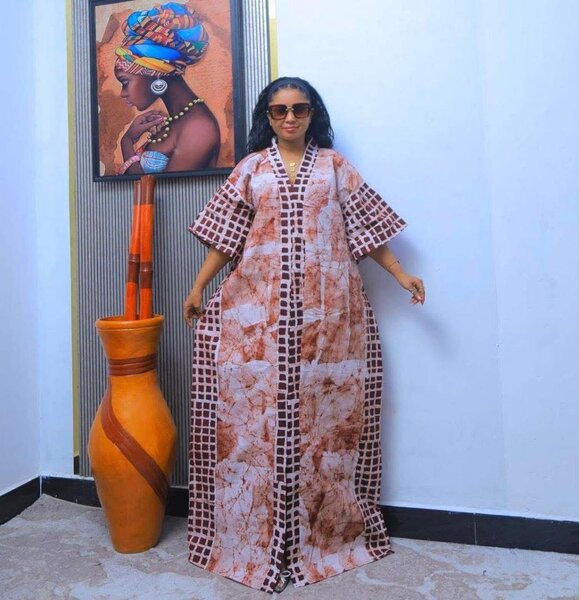 Robe caftan longue colorée