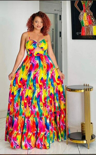 Robe longue multicolore bohème