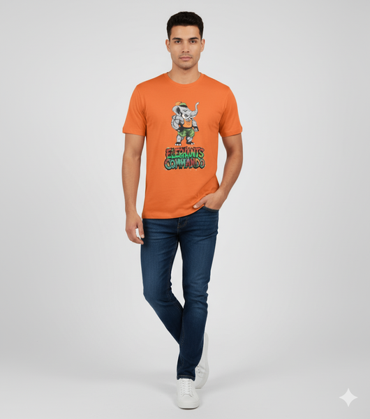 T-shirt éléphant commando orange