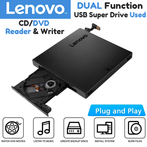 Lenovo External DVD/CD/ Reader and Writer Used Branded