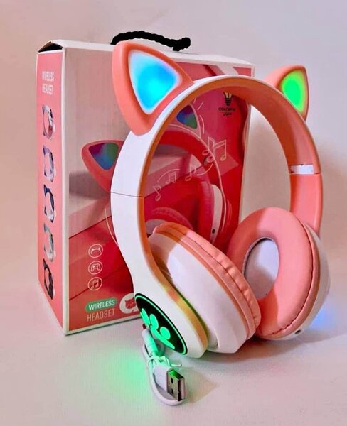 Écouteurs sans fil à oreilles de chat LED
