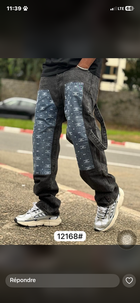 Jean tendance patchwork homme