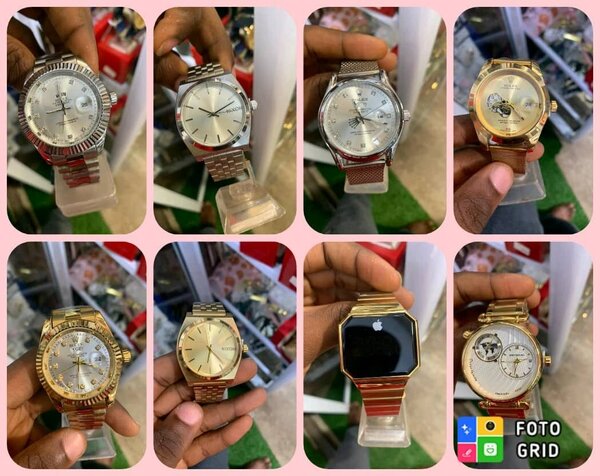 Men silver and gold wristwatch