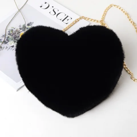 Sac à fourrure coeur noir