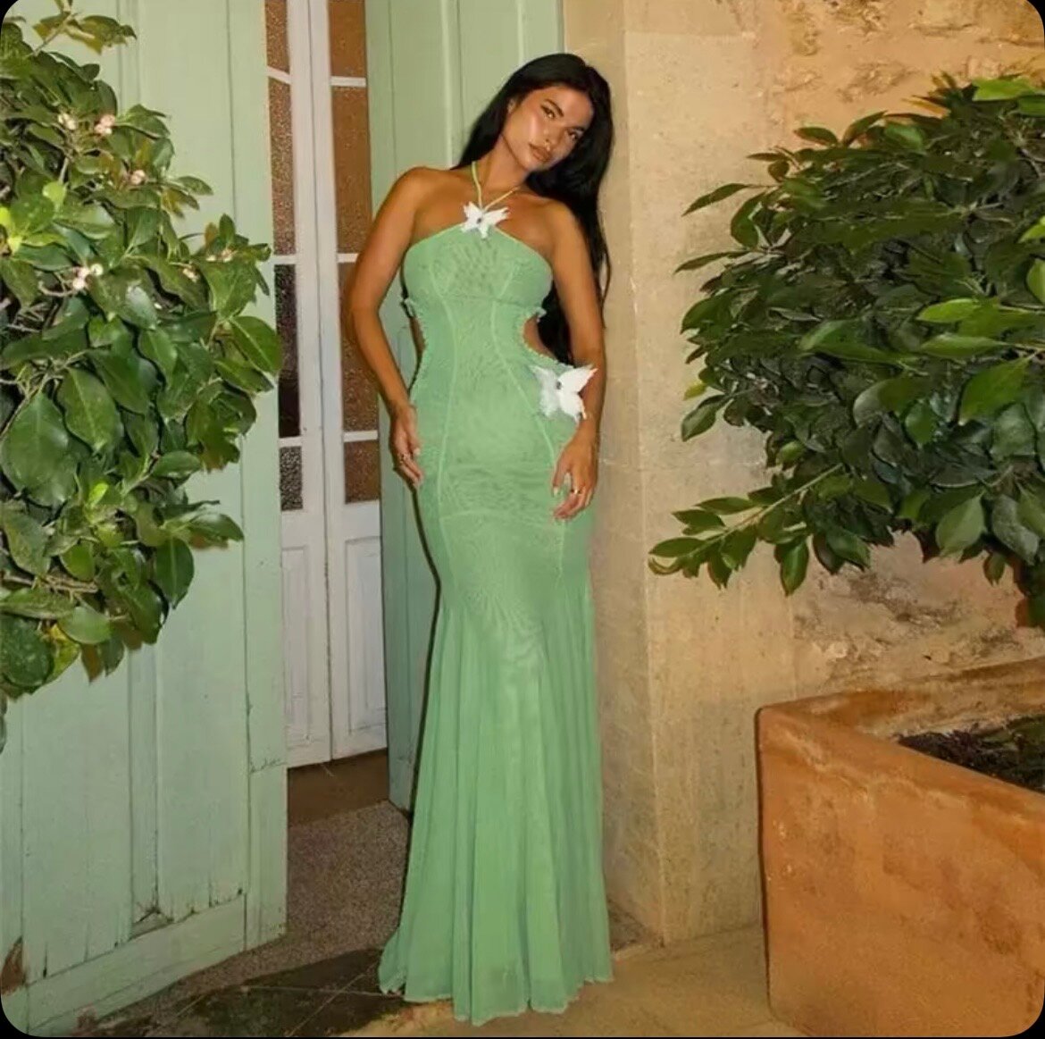 Robe Longue Élegante Verte