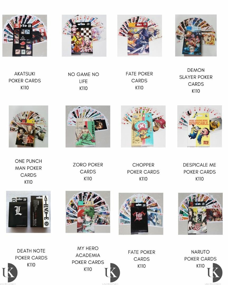 Anime themed poker cards