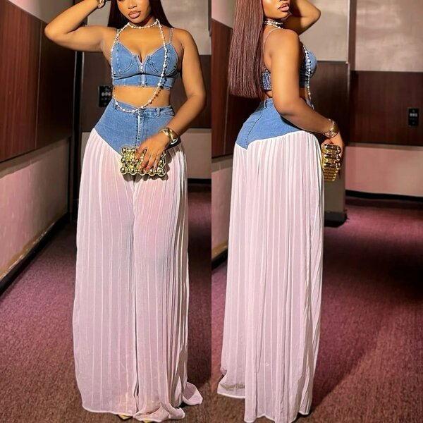 Ensemble Crop Top Denim