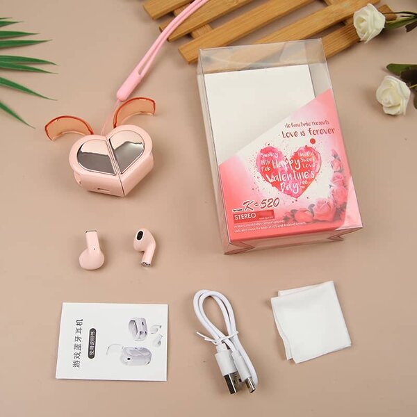 Écouteurs Sans Fil Coeur Rose