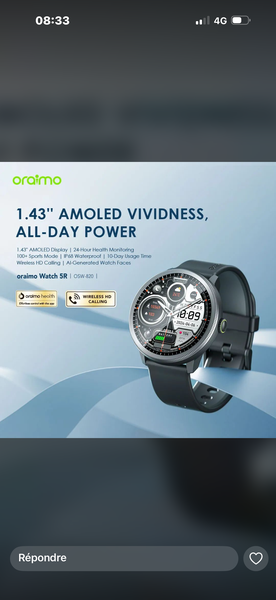 Smartwatch AMOLED 1.43" Oraimo
