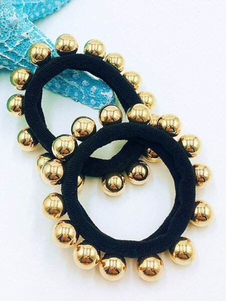 Élastiques à cheveux perle dorée