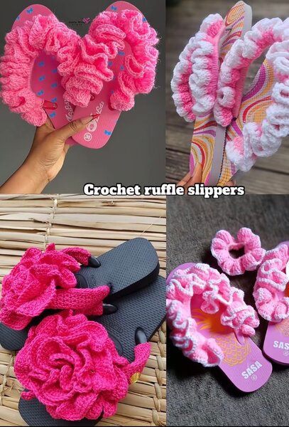 Crochet Ruffle Slippers