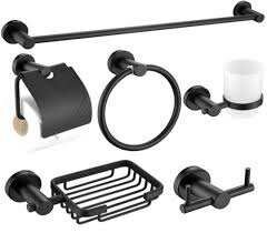 Ensemble accessoires salle bain noir