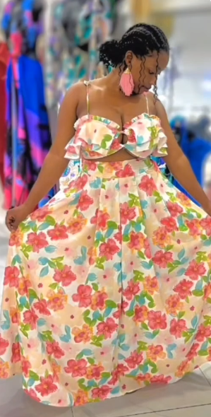 Floral Ruffle Skirt Set