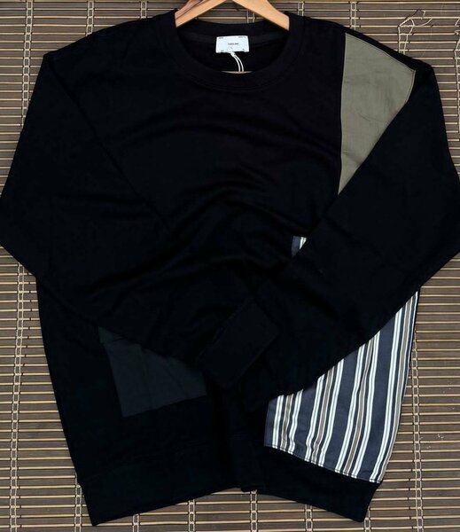 Pull noir patchwork homme