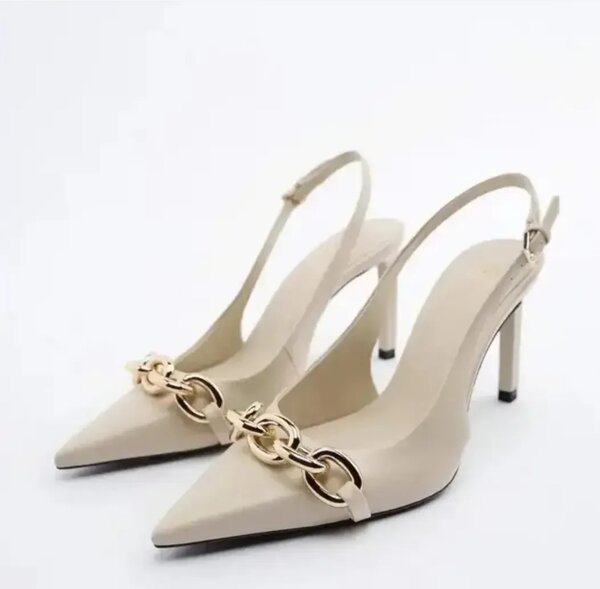 Cream Sling back heels